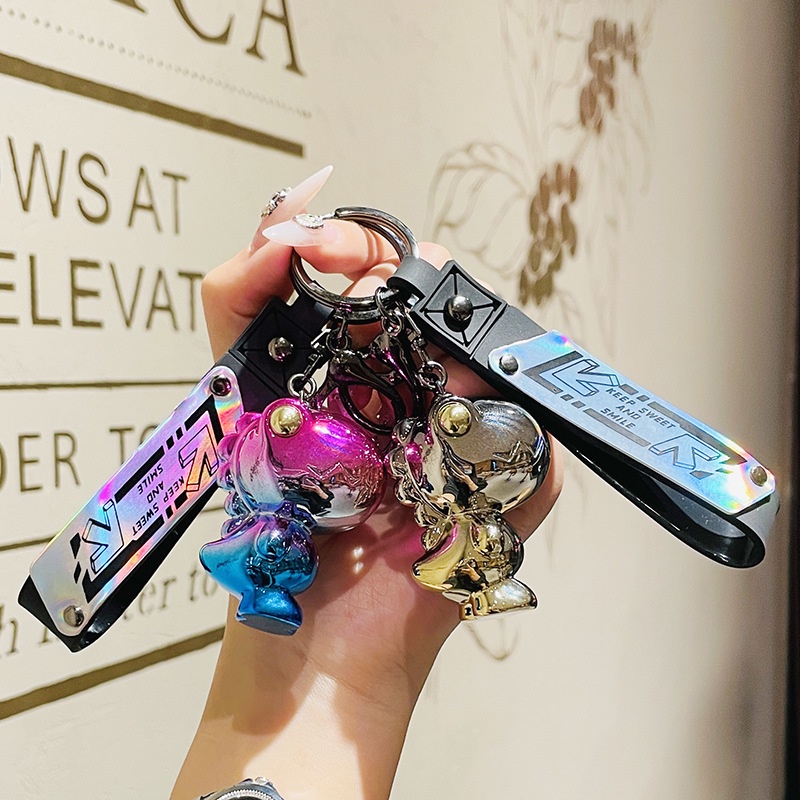 Móc Khóa Khủng Long Mạ Điện Màu gradient Sáng Tạo