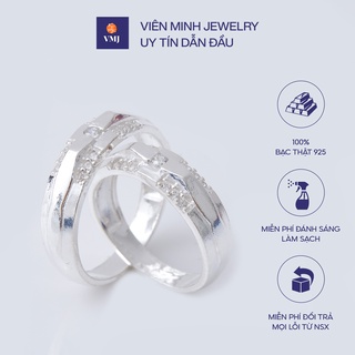 Nhẫn đôi nam nữ VMJ bạc thật cao cấp, nhẫn cặp bạc dày dặn sang trọng - VMJ169