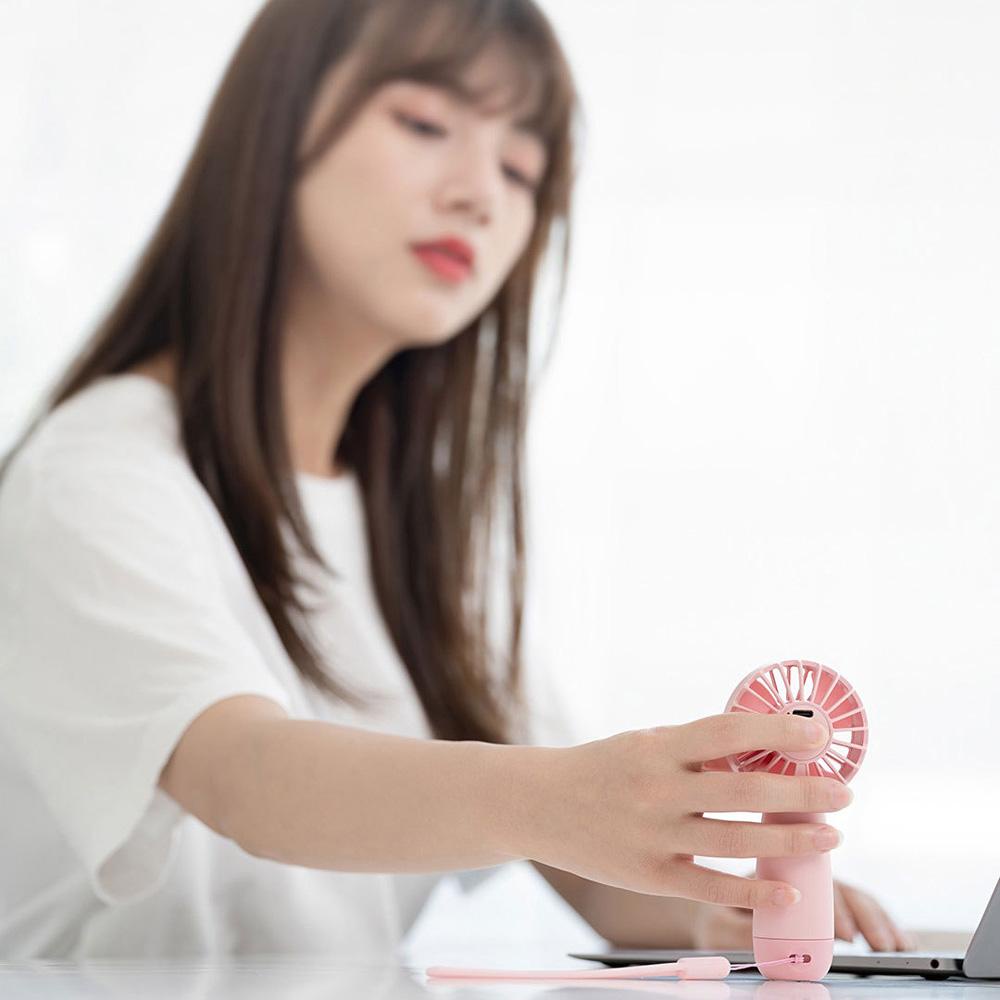 Quạt Làm Mát Cầm Tay Cỡ Nhỏ Không Ồn Kèm Dây Sạc USB Tiện Dụng Mang Theo Du Lịch Cho Học Sinh