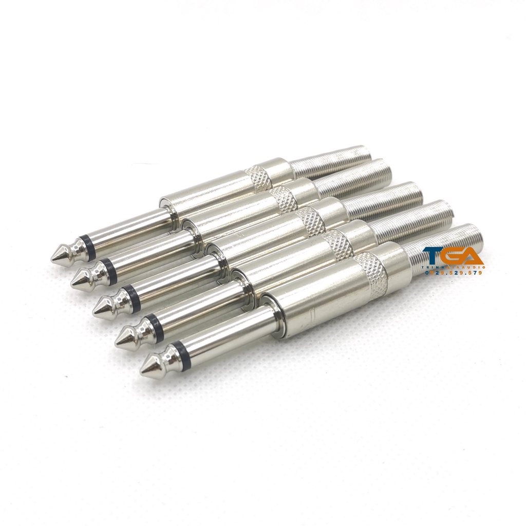 Jack rắc 6ly mono 2 khấc, stereo 3 khấc hàn dây, chân trắng