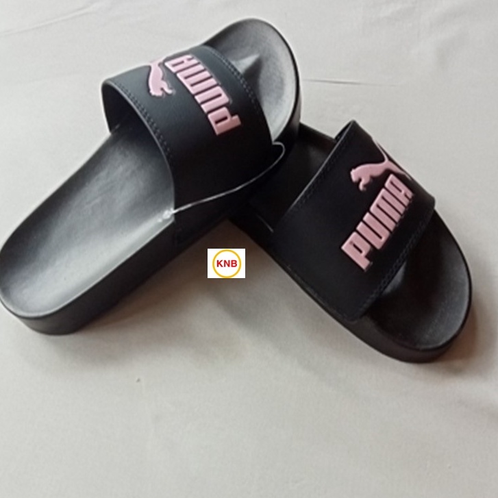 ♥️ Freeship+Ảnh Thật ♥️ Dép 𝙋𝙐𝙈𝘼 quai ngang nam nữ màu đen chữ in logo hồng