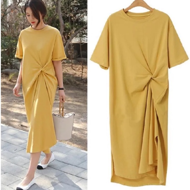 Đầm dài dáng rộng size lớn màu trơn đơn giản cho phụ nữ mang thai
