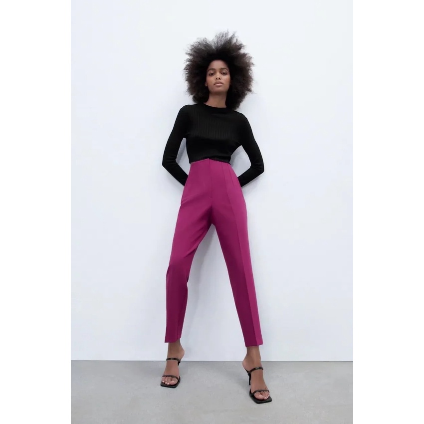 Quần Dài Zara Lưng Cao Hai Màu Thời Trang Cá Tính Trẻ Trung 7901432