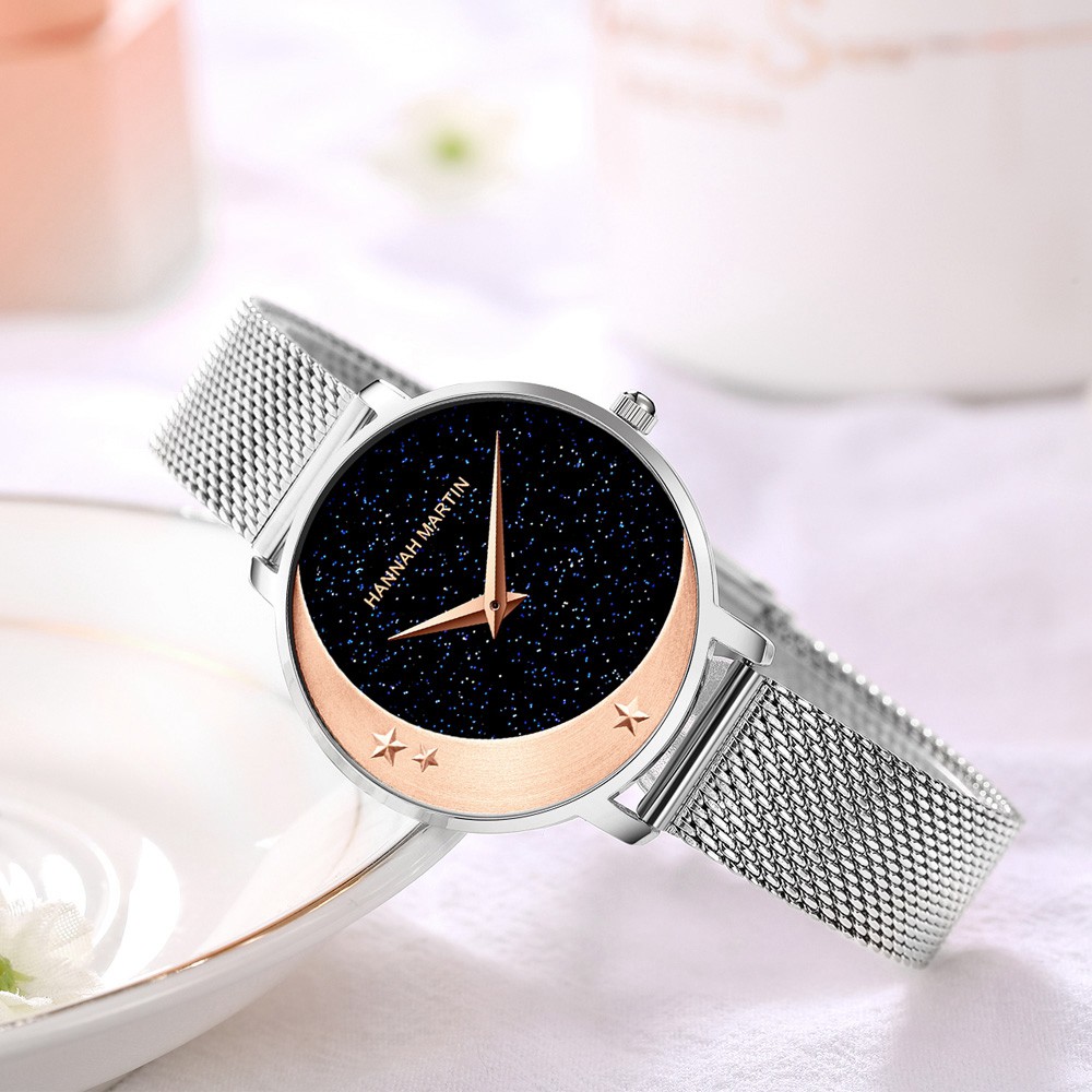 women’s watch Korean style simple fashion star moon starry sky quartz watch