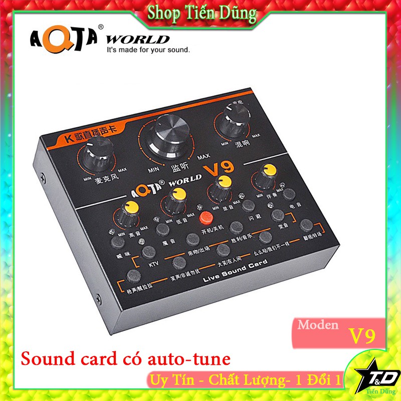 Sound card thu âm V9 AQTA bản tiếng Anh có Autotune, Hát Live Stream, Karaoke cực hay