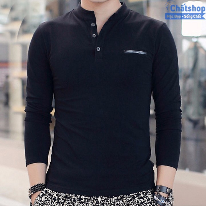 Áo Thun Nam Dài Tay Cổ Trụ 💕𝘍𝘳𝘦𝘦𝘴𝘩𝘪𝘱💕 Áo Nam Tay Dài Pocket Thun Cotton Cao Cấp Thấm Hút Tốt 2 Màu 3 Size - STAND | BigBuy360 - bigbuy360.vn