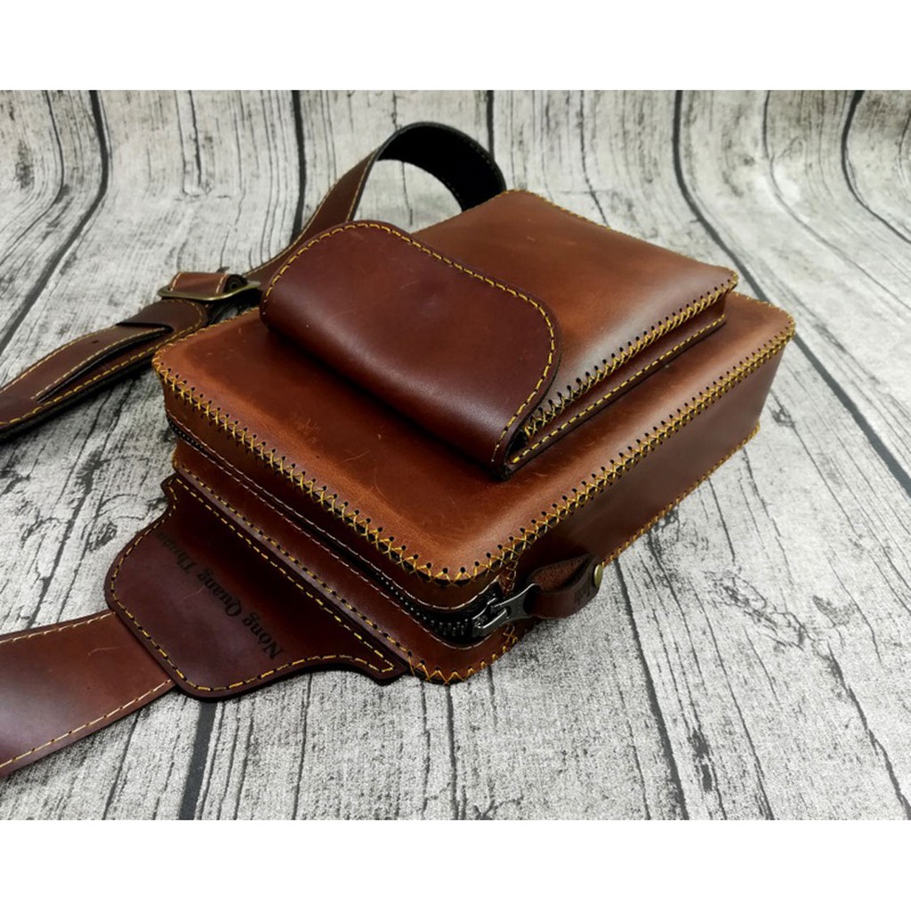 Túi đeo chéo, túi đeo trước ngực da bò handmade