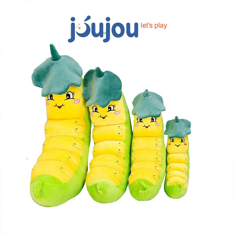 Gấu bông gối ôm sâu đậu cute size 60-120cm cao cấp Joujou mềm mịn dễ thương cho bé - HÀNG MỚI VỀ