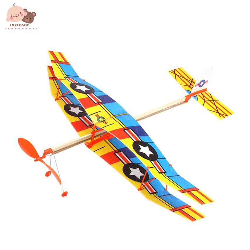 [HOT]Biplane Glider Aircraft Thunderbird Rubber Band Power Plane Helicopter Model