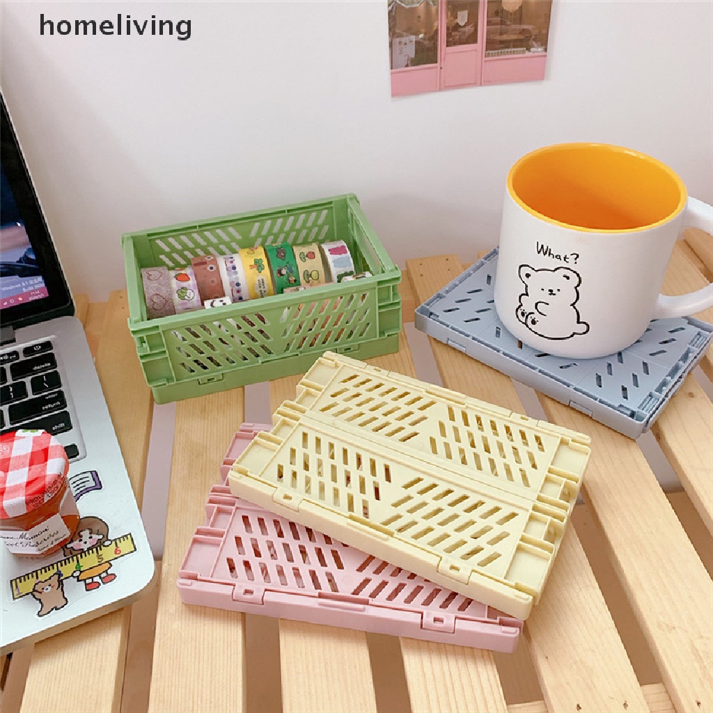 Giỏ Nhựa Mini Đựng Mỹ Phẩm Để Bàn Có Thể Gấp Gọn Tiện Dụng