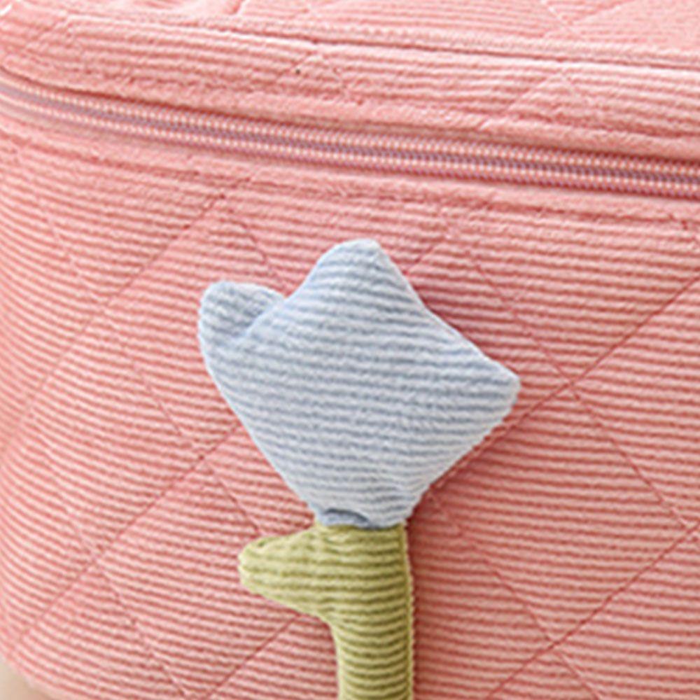 WATTLE Túi Đựng Mỹ Phẩm Du Lịch Bằng Vải Nhung Kẻ Sọc Dễ Thương Xinh Xắn