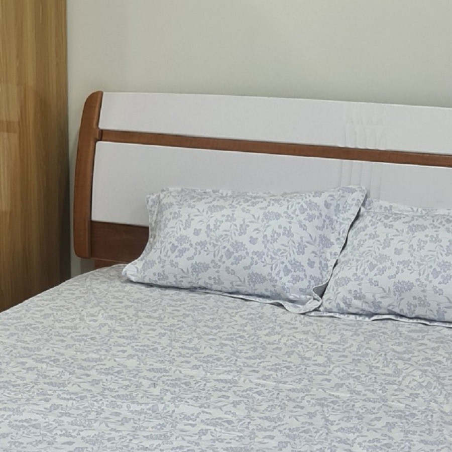 Bộ giường mặt gỗ phối trắng G201 gỗ công nghiệp màu nâu đậm 1m8 và 2 tab đầu giường