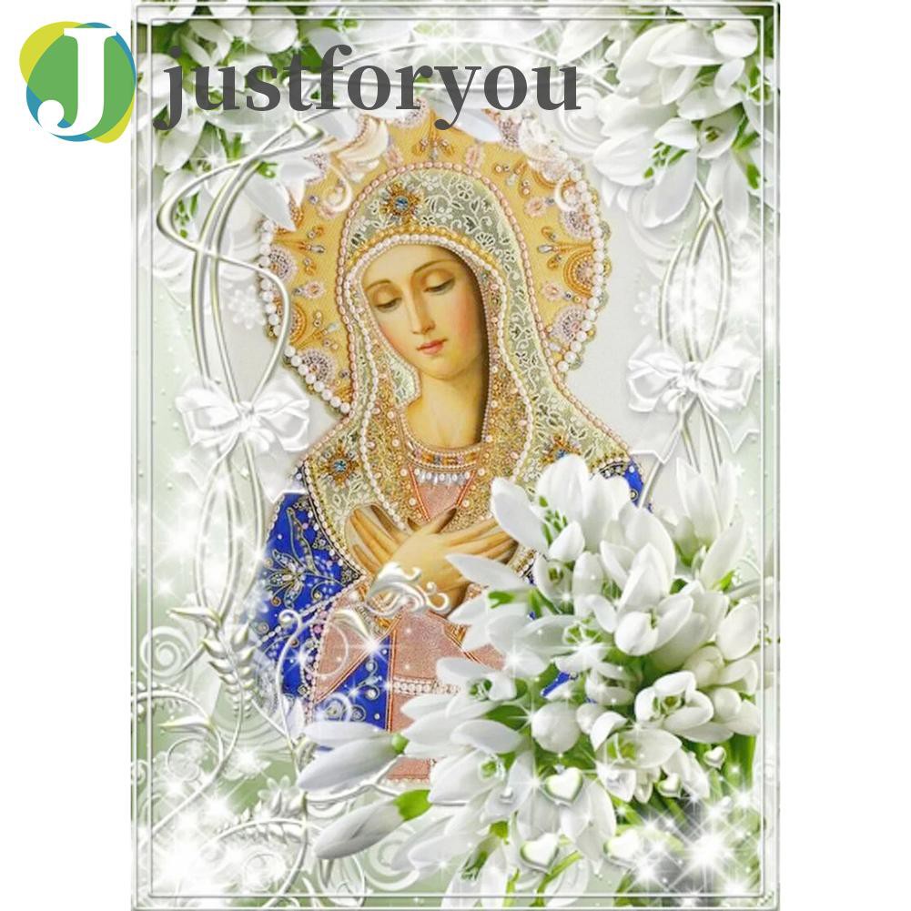 Tranh Đính Đá Treo Tường Hình Đức Mẹ Chúa Jesus 5D 12.1 40x50cm Tự Làm Thủ Công