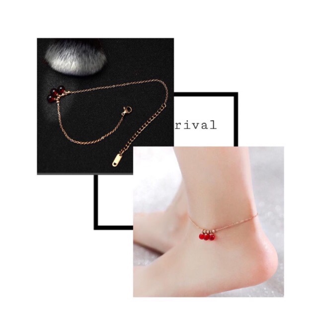 Lắc chân / tay titan đá ruby treo tòng ten cao cấp giá rẻ