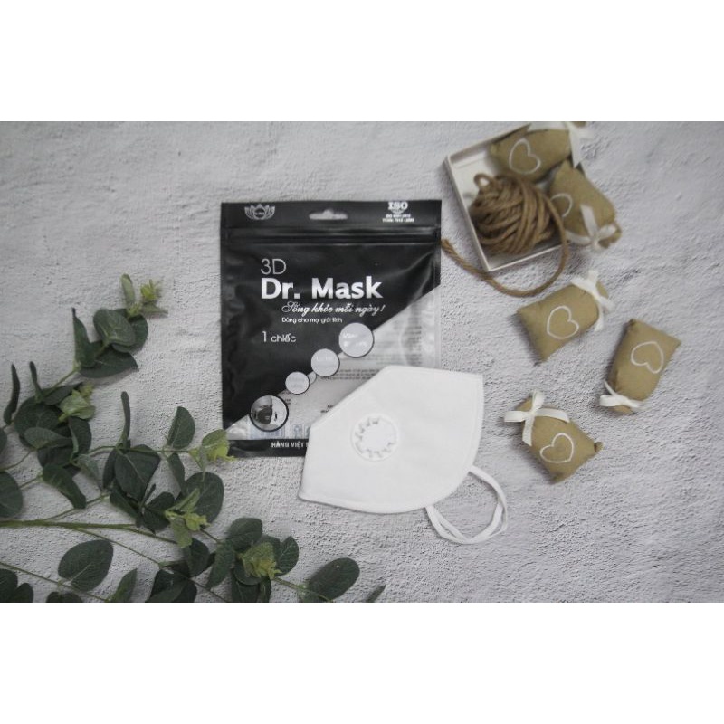 [Túi 1 Chiếc] Khẩu Trang 3D Dr Mask Có Van Thở (4 Lớp) Làm Từ 100% Vải PP, Lọc Bụi Tiêu Chuẩn PM2.5 Xuất Khẩu Cao Cấp