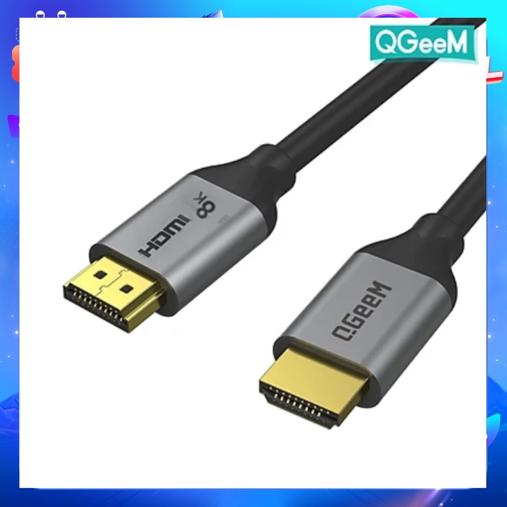 Cáp QGeeM HDMI sang HDMI 2.1 Hỗ trợ màn hình 8K Dài 0.91m hợp kim nhôm- Hàng Chính Hãng