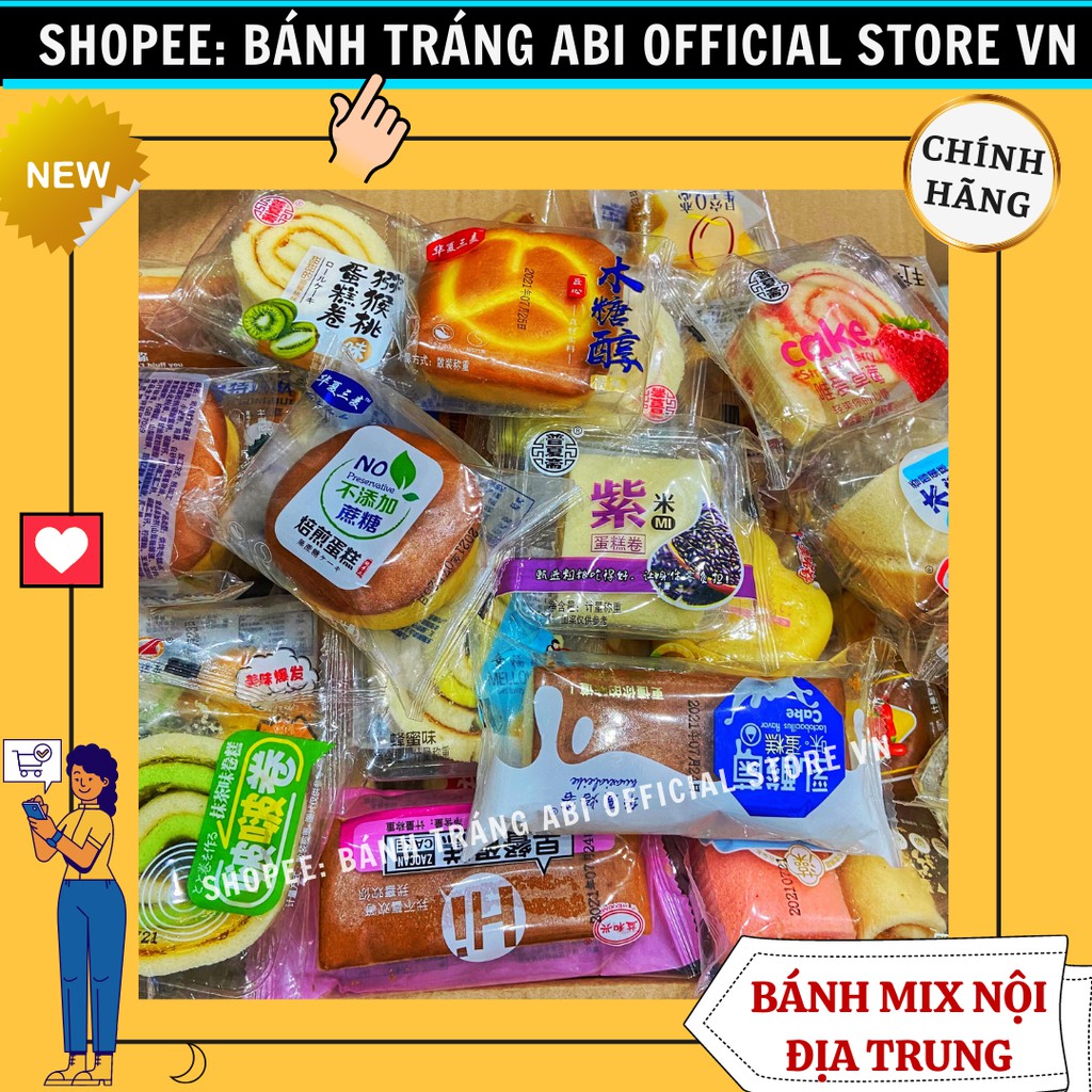 [DATE MỚI-HÌNH THẬT] Thùng 1kg Bánh Bông Lan Tươi Đài Loan Mix nhiều vị loại ngon-hơn 40 vị các loại