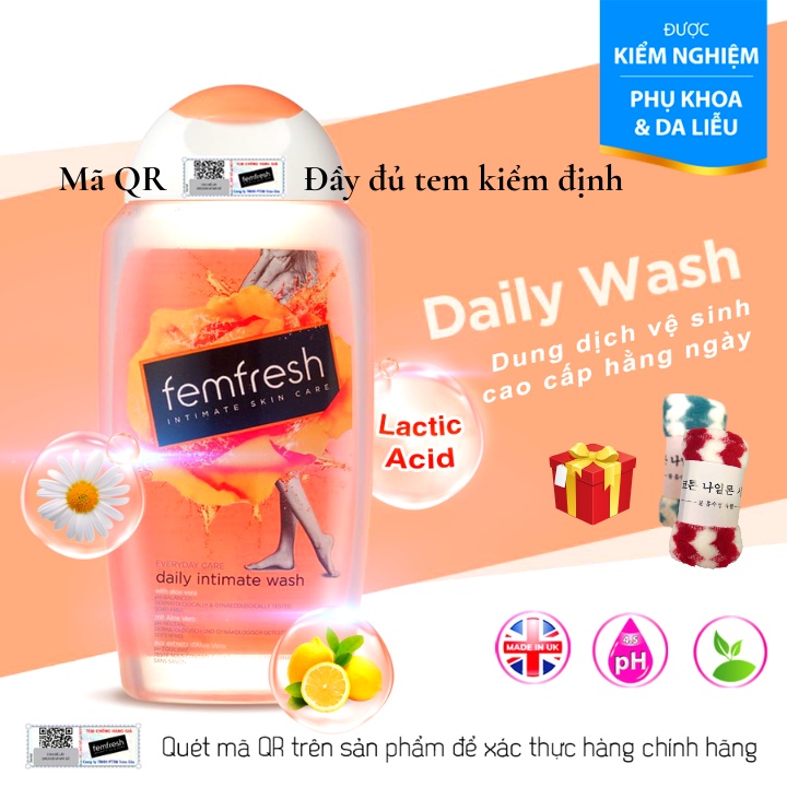 Dung dịch vệ sinh phụ nữ Femfresh thơm vùng kín Nước rửa phụ khoa khử mùi hôi ngừa viêm nhiễm Chính hãng từ Anh Quốc UK