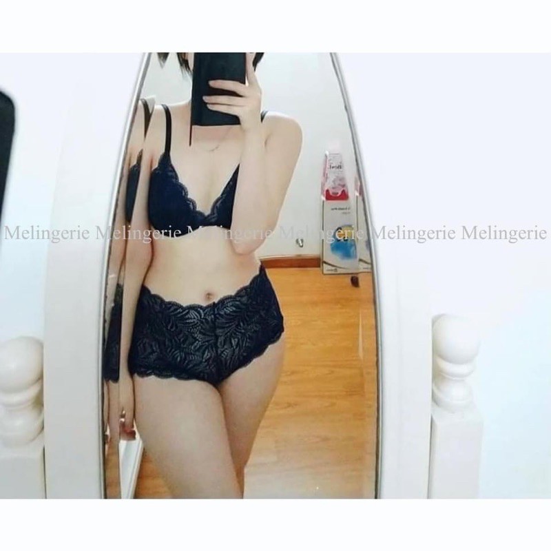 Bộ đồ lót ren đùi màu đen Bralette có mút mỏng cao cấp, mang vào cực thoải mái BRAHY 109