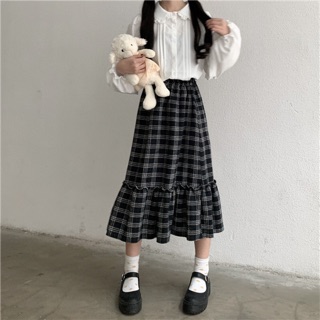 Chân váy maxi kẻ caro