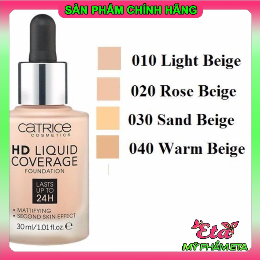 Kem nền CATRICE HD 24H LIQUID Coverage Foundation kiềm dầu trắng hồng tự nhiên