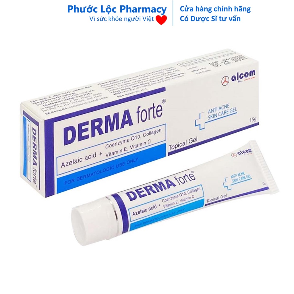 Derma Forte Gel chính hãng. Dermar fore 15g giảm mụn, sáng da.