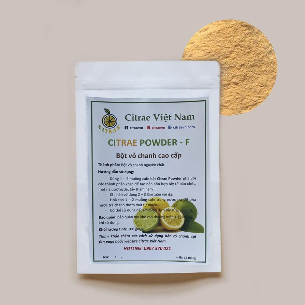 Bột vỏ chanh cao cấp siêu mịn 50g 100g - Citrae Powder F - Hoạt tính cao - Làm đẹp, trắng da, làm bánh