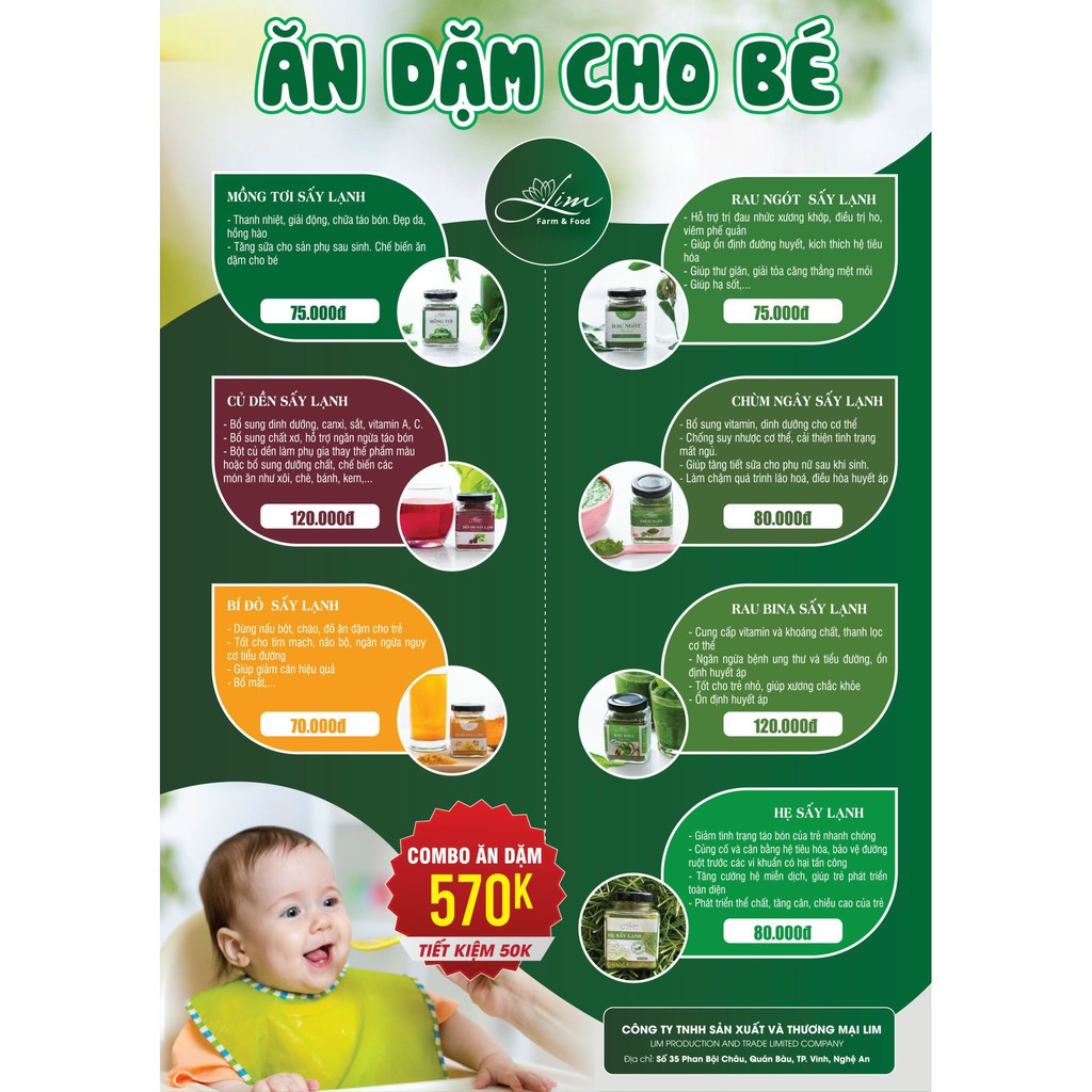 Combo bột ăn dặm cho bé - 100% nguyên chất - BÍ KÍP &quot;NUÔI CON NHÀN TÊNH&quot; CỦA BÀ MẸ HIỆN ĐẠI - Bột rau củ sấy lạnh