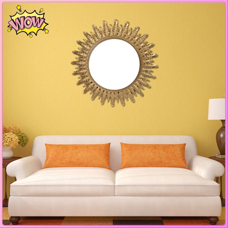 Gương Tròn Khung Vàng Treo Tường Trang Trí Phòng Khách / Phòng Ngủ / Hành Lang