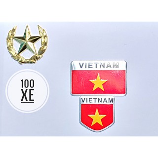Logo CỜ VIỆT NAM kim loại nhôm- trang trí xe Ô TÔ