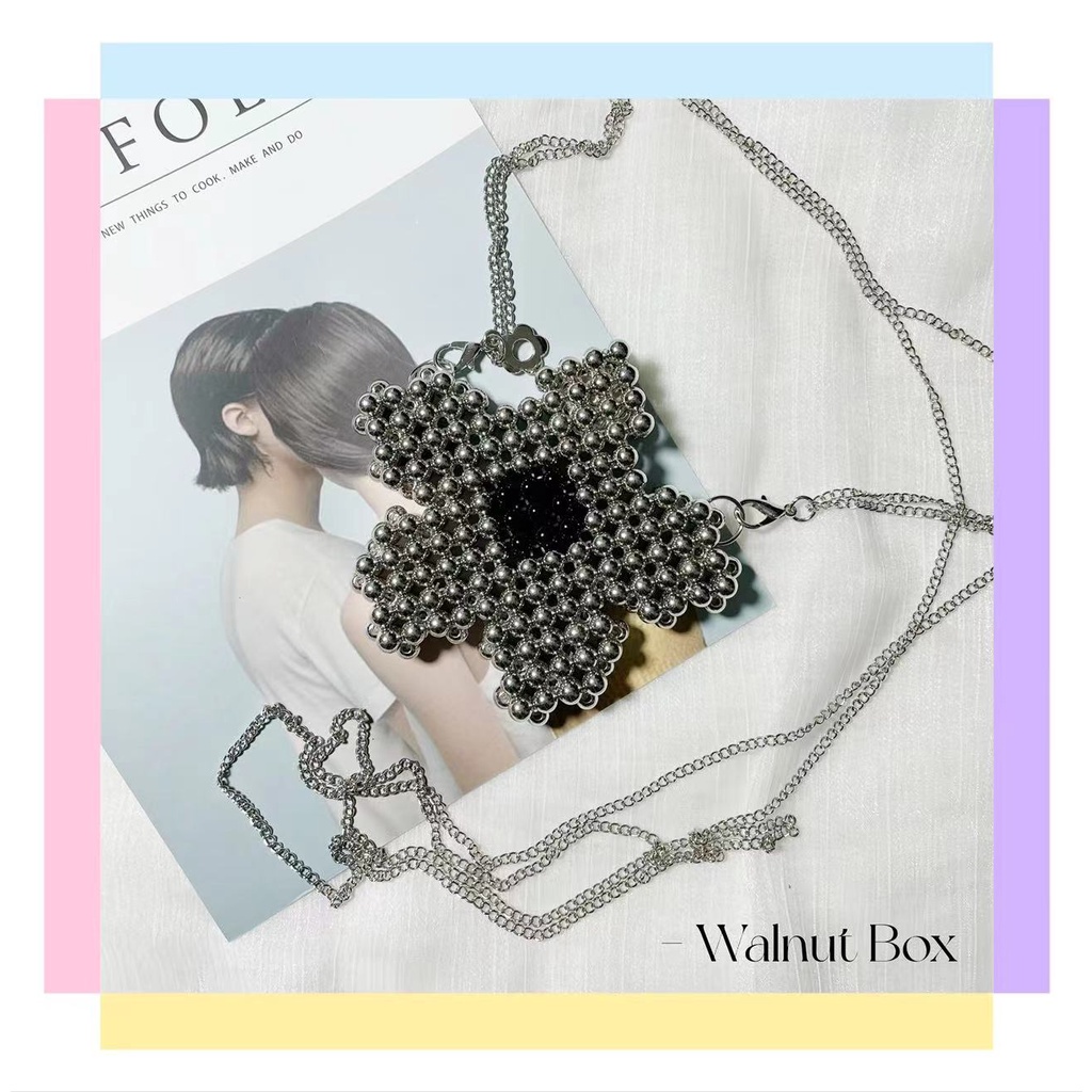 Dây Đeo Túi Xách Hai Lớp Đính Hạt Thủ Công Hình Hoa