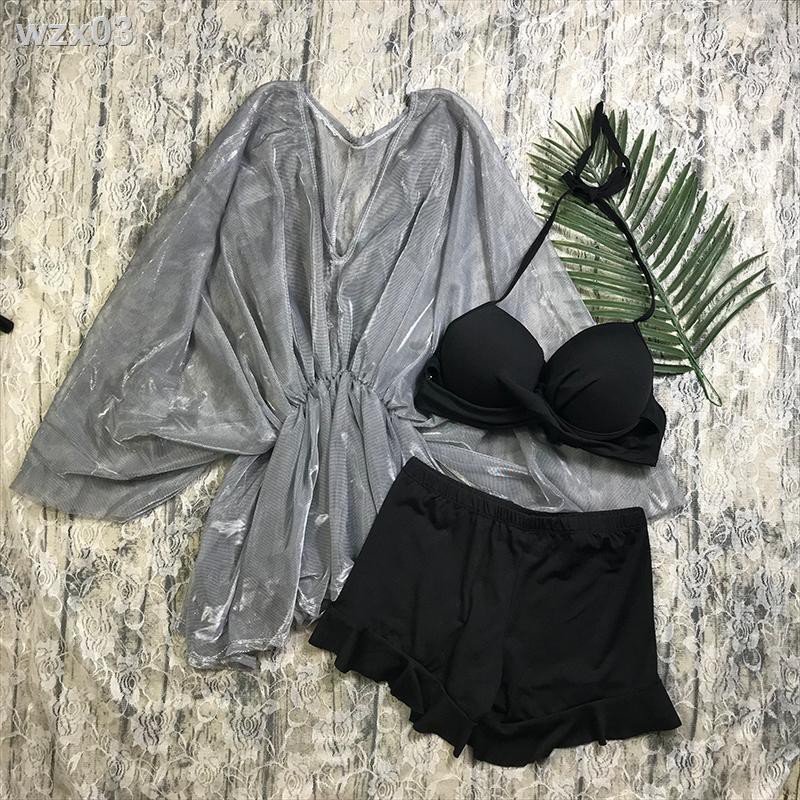 2020 fairy fan splitsuit áo tắm nữ ba mảnh gợi cảm ngực nhỏ giảm béo che bụng sinh viên đồ bơi suối nước nóng