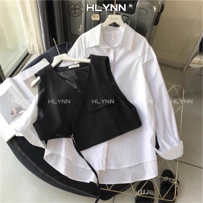 Set áo sơ mi form rộng và gile m83 | BigBuy360 - bigbuy360.vn