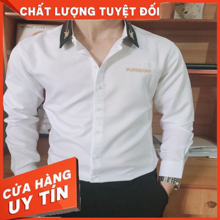 HÀNG CAO CẤP -  (HÀNG CAO CẤP) Áo sơ mi nam BBR CAO CẤP trơn, dài tay, vải lụa không nhăn không sù không bay màu - BÁN H