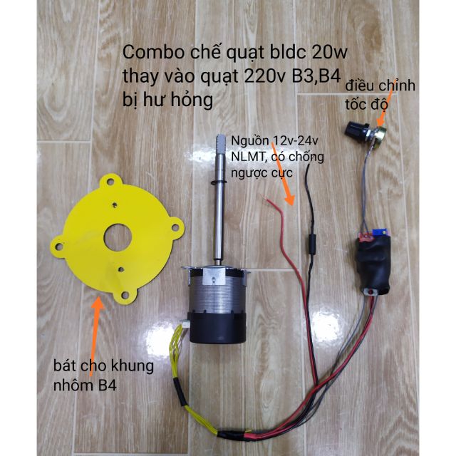 Combo chế quạt không than 20w vào quạt 220v hỏng + Có điều tốc