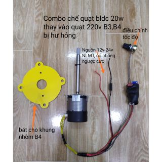 Combo chế quạt không than 20w vào quạt 220v hỏng + Có điều tốc