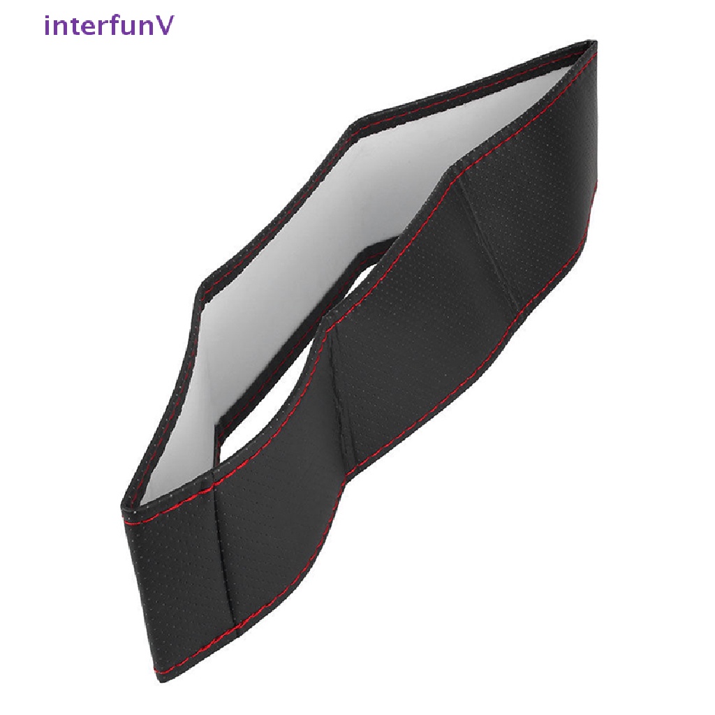 Vỏ Bọc Vô Lăng Xe Hơi DIY Bằng Da PU Màu Đen + Đỏ 38cm Kèm Chỉ Và Chỉ