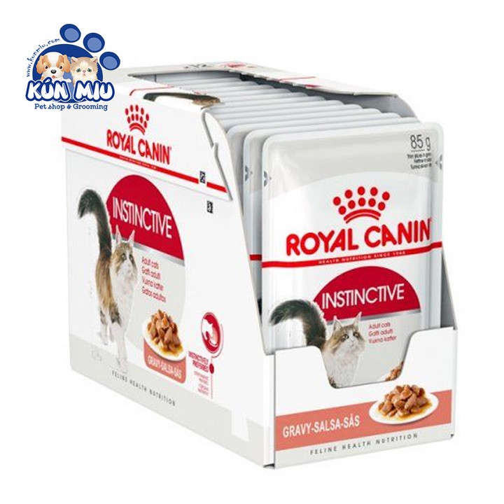 Hộp 12 gói Thức ăn Pate cho mèo trưởng thành Royal Canin Instinctive gói 85gr