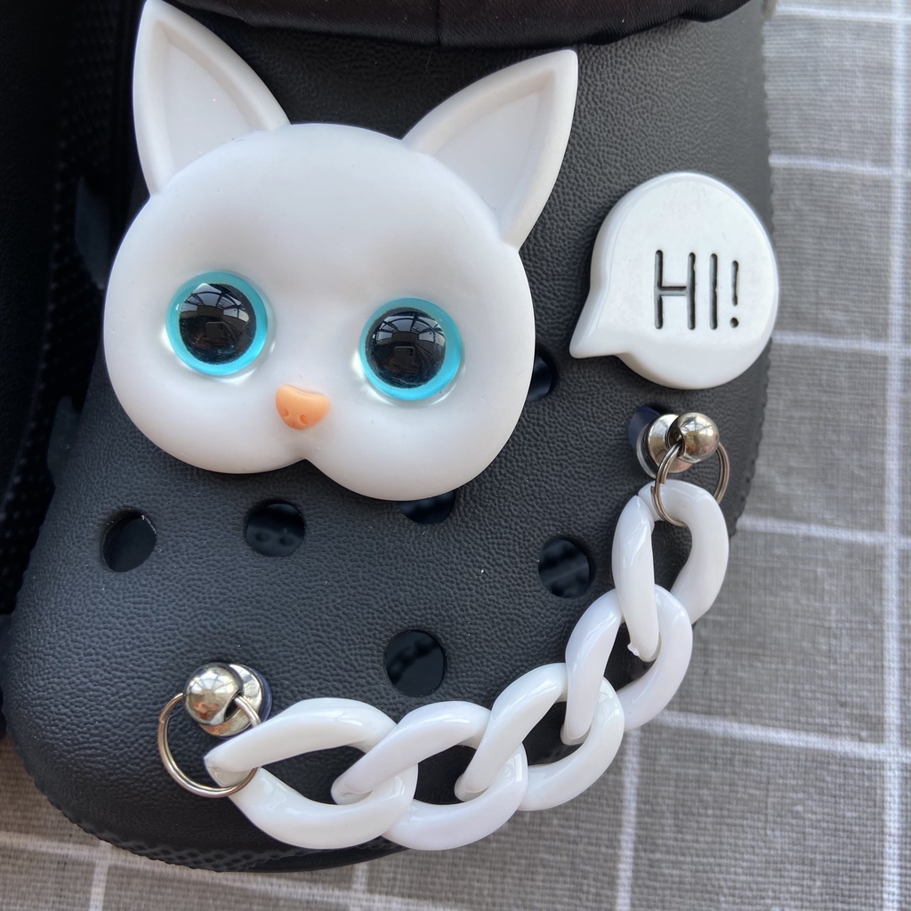 crocs Sticker shoes sticker for cross sandalsBộ 6 Phụ Kiện Nút Dây Xích Đôi Màu Trắng Đen Đeo Giày DIY#Loạt Đen Trắng