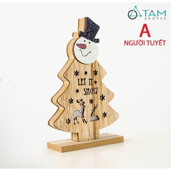 Hộp đèn Giáng sinh cây thông Noel gỗ tự nhiên XMAS-TREE-12
