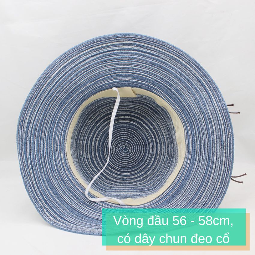 Mũ nón cói sọc kết hoa nữ tính