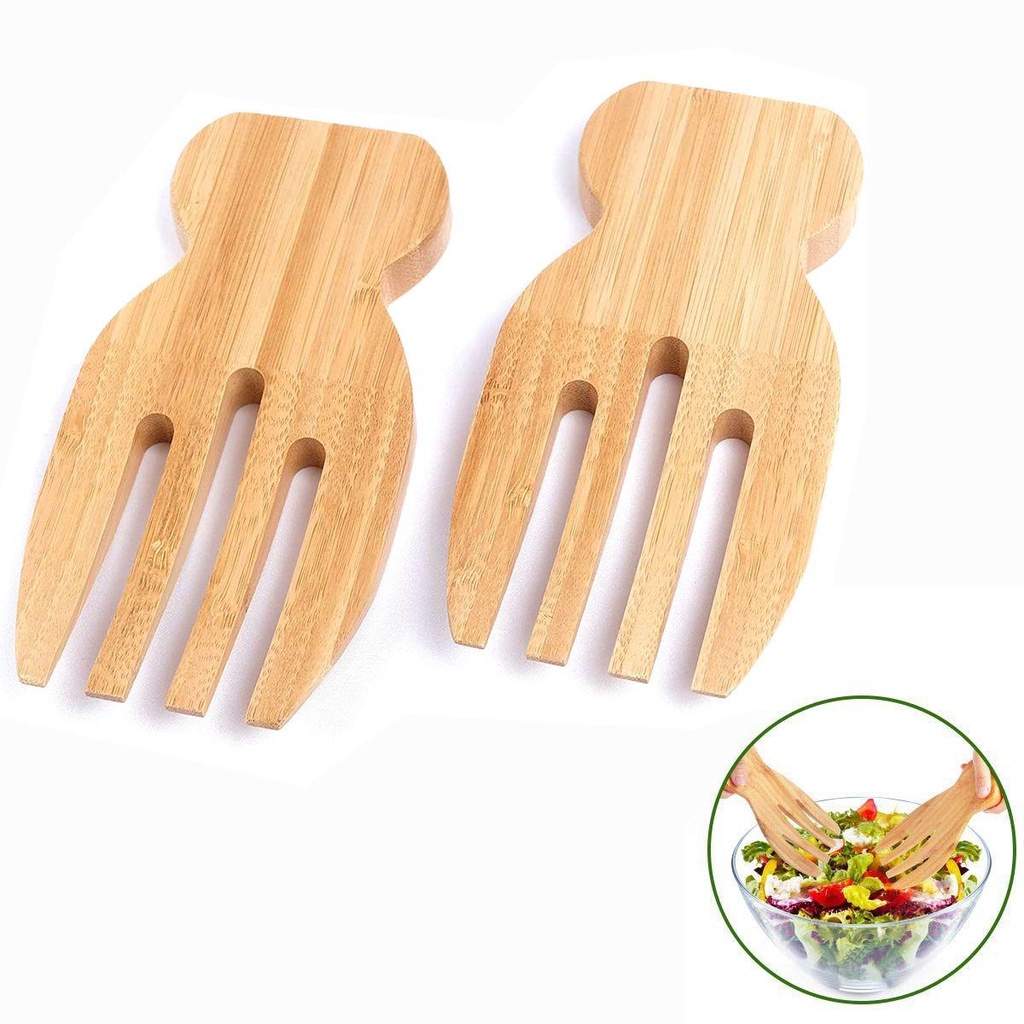 Dụng Cụ Trộn Salad Bằng Tre Tự Nhiên Chống Trượt Dễ Vệ Sinh