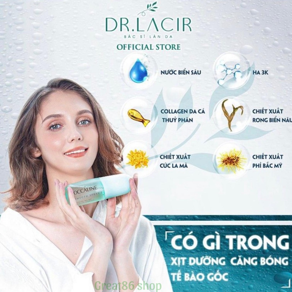 Xịt khoáng Dr Lacir Xịt dưỡng căng bóng tế bào gốc Occaline dưỡng ẩm dưỡng trắng giữ lớp make up giảm kích ứng da, 130ml