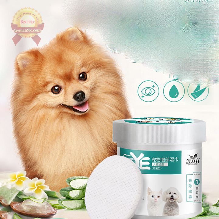 Set 130 Khăn bông lau nước mắt và tai trị ố bẩn cho chó mèo Pet yêu Daoliqi hộp 130 chiếc vải không dệt