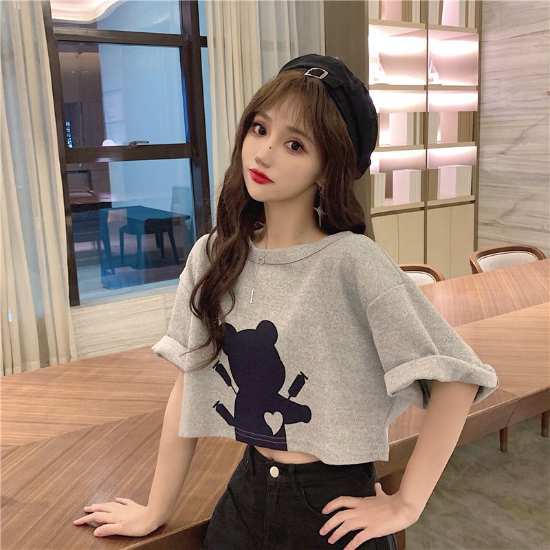 AMOI Áo Thun Tay Ngắn Dáng Rộng Cổ Tròn Thời Trang Hàn Quốc Dành Cho Nữ 2022