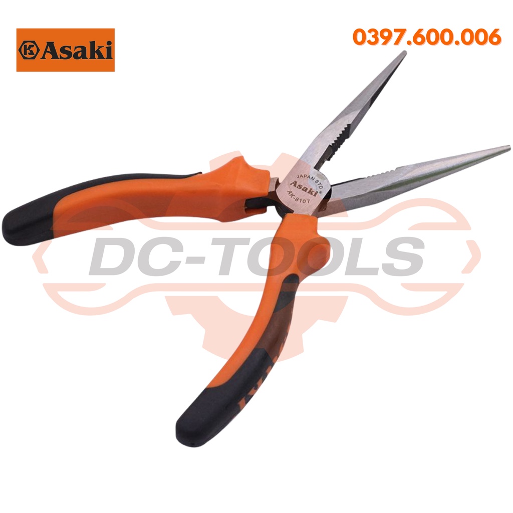 Kìm điện / kìm nhọn kết hợp cắt kiểu Mỹ Asaki AK-8092 (200mm) CHÍNH HÃNG DC TOOLS (KHO SỈ)