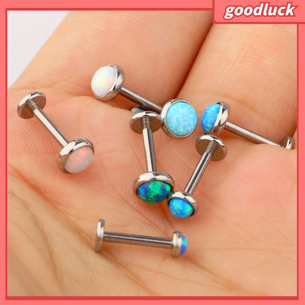 1Pc Đàn ông Phụ nữ Faux Opal Labret Lip Ring Ear Stud Earring Body Xuyên Đồ trang sức