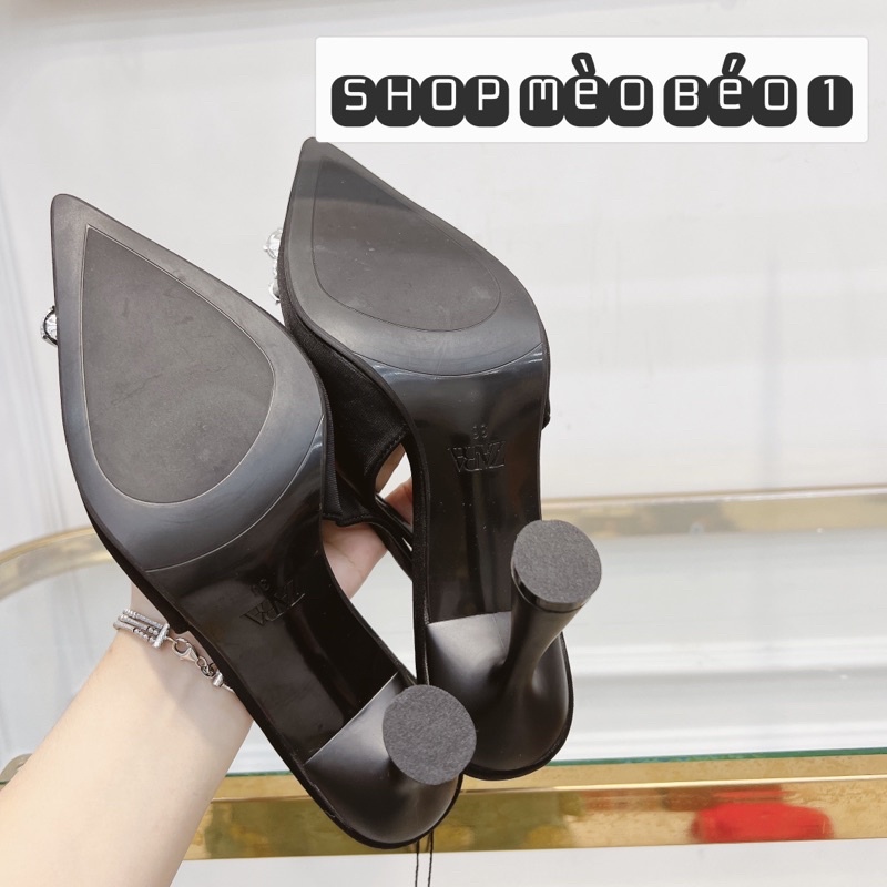 Sandal zara mặt đá tròn gót nhọn xuất dư fullbox