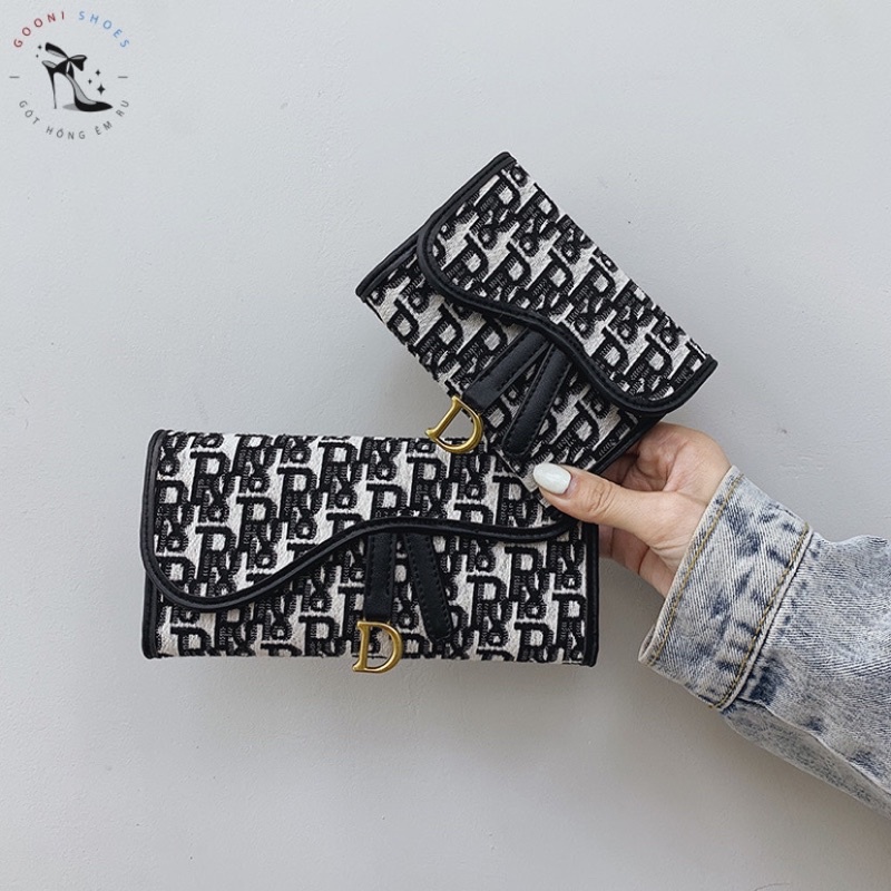 Ví nữ cầm tay, ví mini gập gọn cầm tay da họa tiết cổ điển hottrend thời trang