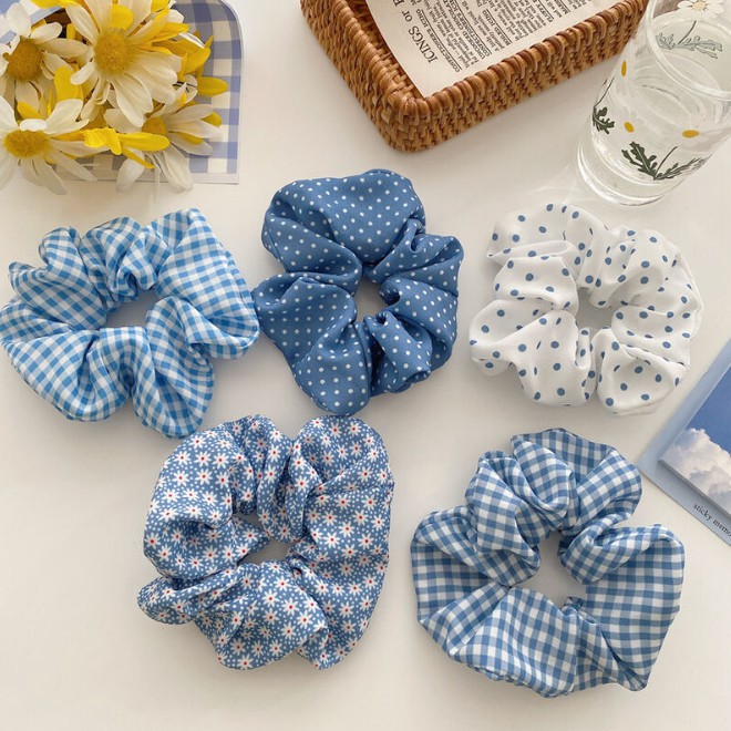 Cột Tóc/Buộc Tóc Scrunchies Tông Xanh